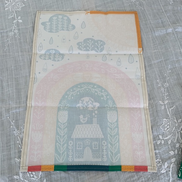 NEW handmade tea towel rainbow garden tea towel 16”x24” - Picture 3 of 3